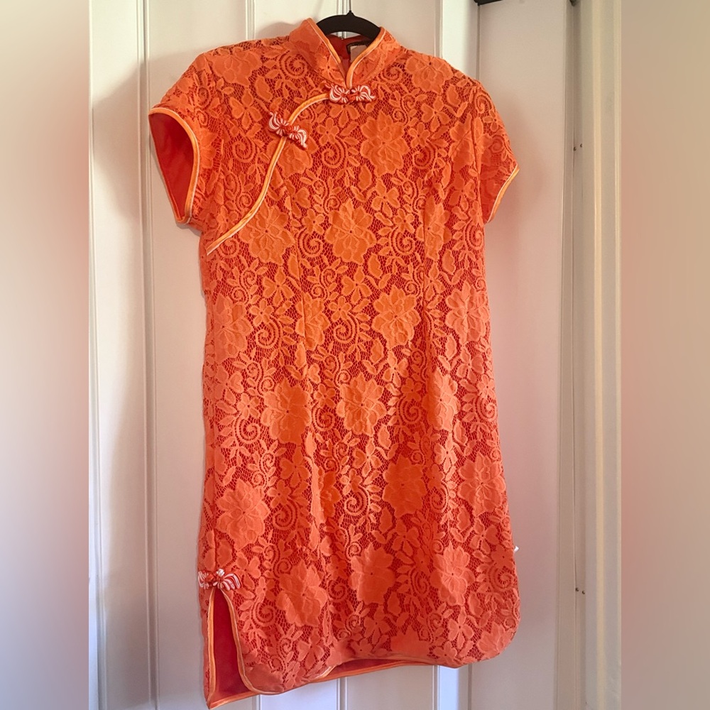 Orange Lace Dress (Cheongsam)
